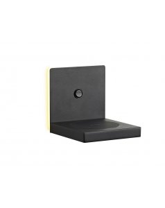 aplique de pared / estante negro led 3w con cargador de induccin de mvil zanzbar 6755 de mantra