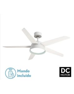 ventilador dc con luz lebeche 180791501 blanco 5 aspas de fabrilamp