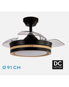 ventilador dc con luz viper negro/madera 48w 3 aspas desp. 91d 4800lm 208999085 de fabrilamp