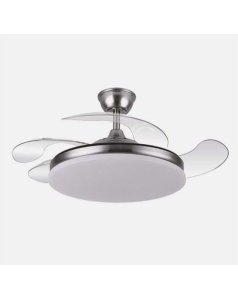 ventilador dc con luz tridente 59w niquel 4 aspas desp.107d 6980lm 236391303 de fabrilamp