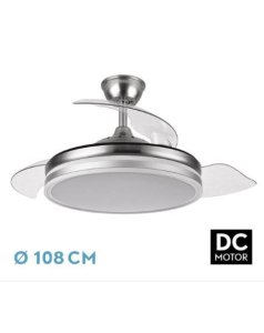 ventilador dc con luz bayomo 142591403 nquel 3 aspas de fabrilamp