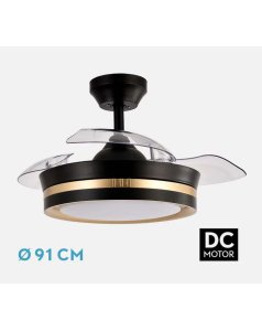 ventilador dc con luz viper negro/oro 48w 3 aspas desp. 91d 4800lm 208999016 de fabrilamp