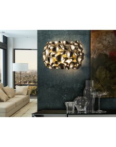 aplique de pared oro e14 led narisa 266782n de schuller  aplique de pared oro e14 led narisa 266782n de schuller