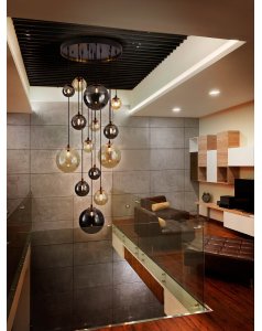 colgante de techo 14 leds dark 439015 negro-latón de schuller  colgante de techo 14 leds dark 439015 negro-latón de schuller