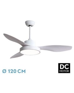ventilador dc con luz hayate 128591301 blanco 3 aspas de fabrilamp