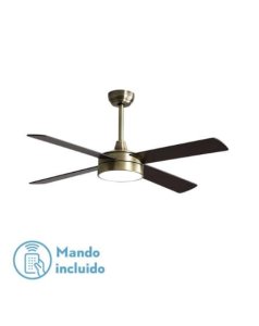 ventilador dc con luz nevery 128791436 cuero/nogal 4 aspas de fabrilamp