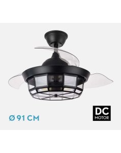 ventilador dc con luz tornado mini negro 3xe27 3 aspas desp.91d 222699009 de fabrilamp