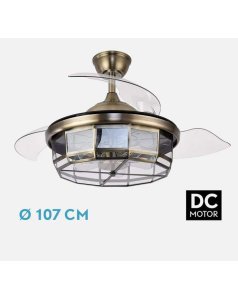 ventilador dc con luz tornado cuero 5xe27 3 aspas desp.107d 222691314 de fabrilamp