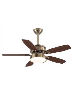 ventilador con luz 30w braw 181891536 cuero/nogal 3 aspas de fabrilamp