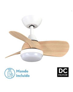 ventilador dc con luz mod. pirdo 186291368 blanco/haya 3 aspas de fabrilamp