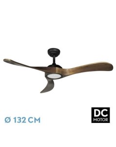 ventilador dc con luz castelo 212091309 negro/roble 3 aspas de fabrilamp