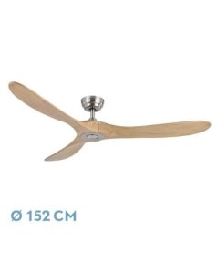 ventilador dc con luz marn 129090342 nquel/haya 3 aspas de fabrilamp