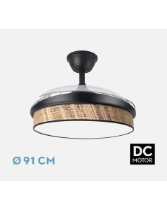 ventilador dc con luz moda 72w negro/caizo oscuro 3 aspas desp. 91d 7200ml 212480709 de fabrilamp