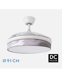 ventilador dc con luz moda 72w blanco/ola gris 3 aspas desp. 91d 7200ml 212480301 de fabrilamp