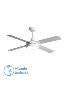 ventilador dc con luz nevery 128791468 blanco 4 aspas de fabrilamp