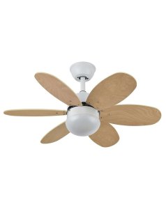 ventilador dc con luz mod. alves 175791601 blanco/haya 6 aspas de fabrilamp