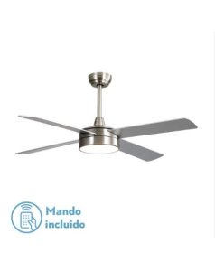ventilador dc con luz nevery 128791410 nquel/plata 4 aspas de fabrilamp