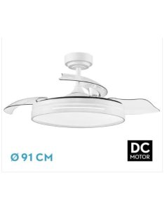 ventilador dc con luz micenas mini 186099001 blanco 3 aspas de fabrilamp