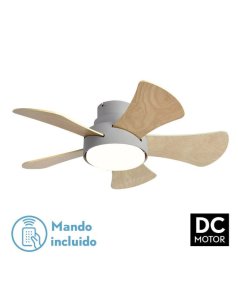ventilador dc con luz gregario 180891568 gris/haya 5 aspas de fabrilamp