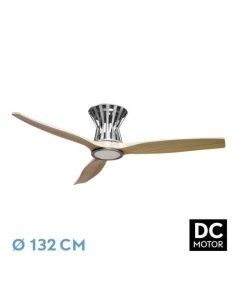 ventilador dc con luz baltir 211891342 nquel/haya 3 aspas de fabrilamp