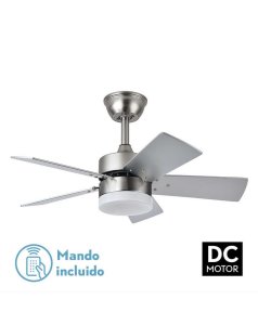 ventilador dc con luz mod. marta 175891533 nquel/plata 5 aspas de fabrilamp