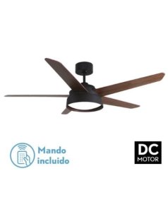 ventilador dc con luz lebeche 180791536 marrn/nogal 5 aspas de fabrilamp