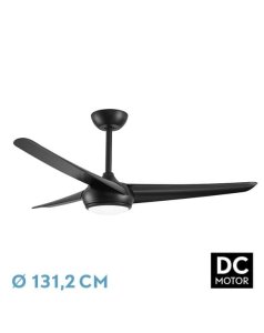 ventilador dc con luz patras 185491309 negro 3 aspas de fabrilamp