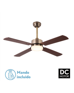 ventilador dc con luz mod. hupe 173591414 cuero/cerezo 4 aspas de fabrilamp