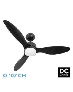 ventilador dc con luz serpa 209491309 negro 3 aspas de fabrilamp