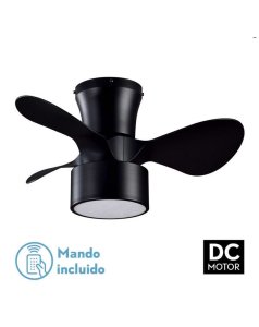 ventilador dc con luz mod. kos 186191309 negro 3 aspas de fabrilamp