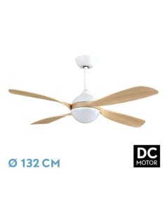 ventilador dc con luz livorno 208191468 blanco/haya 4 aspas de fabrilamp