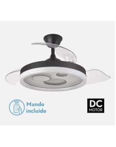 ventilador dc con luz turia negro/blanco 72w 3 aspas desp. 110d 6120lm 184891409 de fabrilamp
