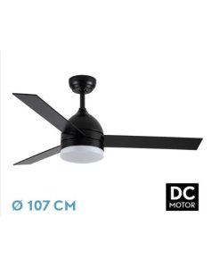 ventilador dc con luz mod. legio 212691336 negro 3 aspas de fabrilamp
