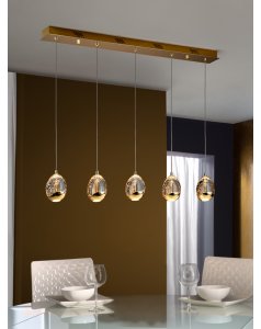 colgante de techo lineal 5 led oro roco 783627 de schuller