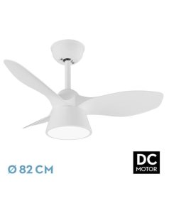 ventilador dc con luz cbico 207391301 blanco 3 aspas de fabrilamp