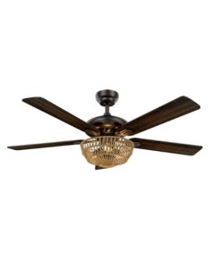 ventilador dc con luz cesta 181993536 negro/nogal 5 aspas de fabrilamp