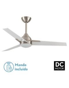 ventilador dc con luz argestes 182591303 nquel/blanco 3 aspas de fabrilamp