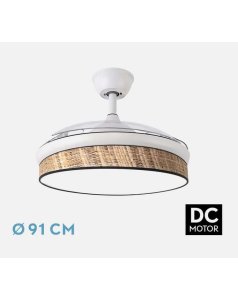 ventilador dc con luz moda 72w blanco/caizo oscuro 3 aspas desp. 91d 7200ml 212480701 de fabrilamp