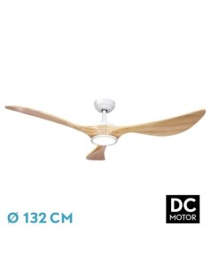 ventilador dc con luz viana 211991368 blanco/haya 3 aspas de fabrilamp