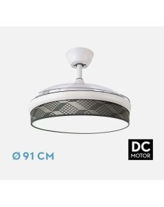ventilador dc con luz moda 72w blanco/tetris gris 3 aspas desp. 91d 7200ml 212481101 de fabrilamp