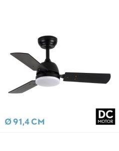 ventilador dc con luz prtico 206991309 negro 3 aspas de fabrilamp