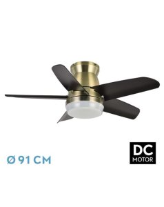 ventilador dc con luz neutrn 207991536 cuero/negro 5 aspas de fabrilamp