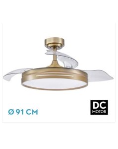ventilador dc con luz micenas mini 186099014 cuero 3 aspas de fabrilamp