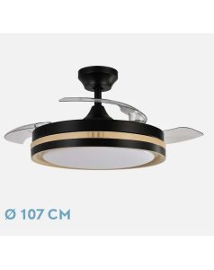 ventilador dc con luz viper negro/madera 72w 3 aspas desp.107d 7200lm 208991385 de fabrilamp
