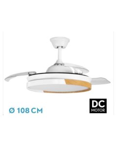 ventilador dc con luz emperador 214491368 blanco/haya 3 aspas de fabrilamp
