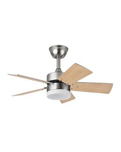 ventilador dc con luz mod. marta 175891533 nquel/haya 5 aspas de fabrilamp