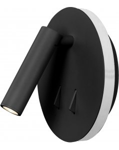 aplique de pared negro mate led 3w + 6w cayman 6083 de mantra