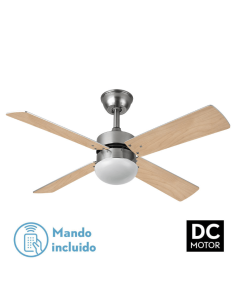 ventilador dc con luz mod. sofa 175992433 nquel/haya 4 aspas de fabrilamp