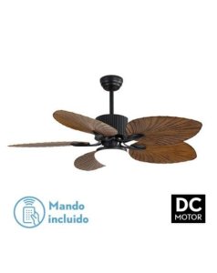 ventilador dc con luz colla 128891502 negro/marrn 5 aspas de fabrilamp