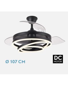 ventilador dc con luz kai negro 72w 3 aspas desp. 107d 6120lm 183193409 de fabrilamp